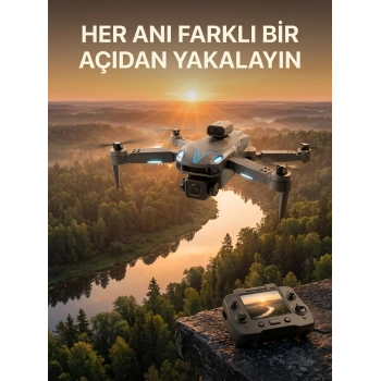 Mey İthalat® Ekranlı Kumandalı Çift Kameralı Drone ile Havadan Çekim