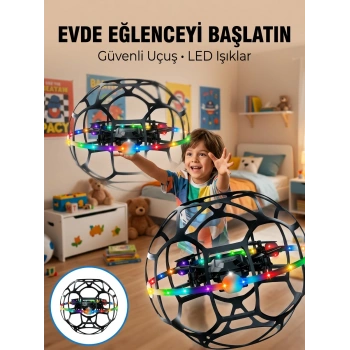 Mey İthalat® El Hareketi Kontrollü Futbol Topu Tasarımlı Drone LED Işıklı