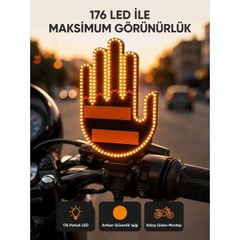 Mey İthalat® El Hareketiyle Kontrol Edilen 176 LED Amber Güvenlik Lambası