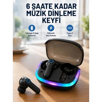 Mey İthalat® ENC Mikrofonlu Bluetooth 5.4 Kablosuz Kulaklık 40ms Düşük Gecikmeli TWS Kulaklık