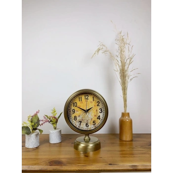 Mey İthalat® Eskitme Metal Kaos Masa Saati 25×20 cm
