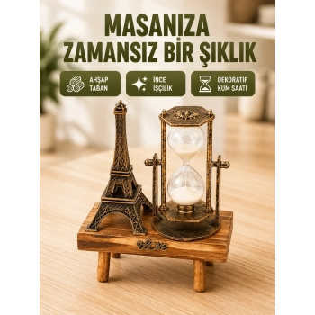 Mey İthalat® Ev, Ofis ve Kafeler İçin Retro Ahşap Kum Saati Dekorasyonu
