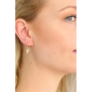 Mey İthalat® F Harf Bayan Küpe