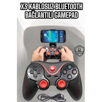 Mey İthalat® Game Stick Android Uyumlu Gamepad X3 Standlı Oyun Kolu Bluetooth Bağlantılı