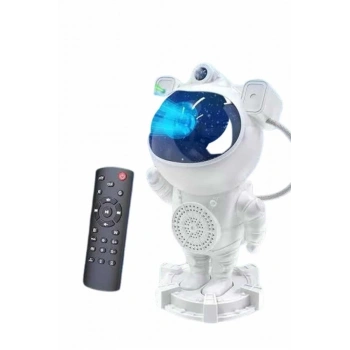 Mey İthalat® Gece Lambası Astronot Bluetooth Hoparlörlü Galaksi Işık Projektörü