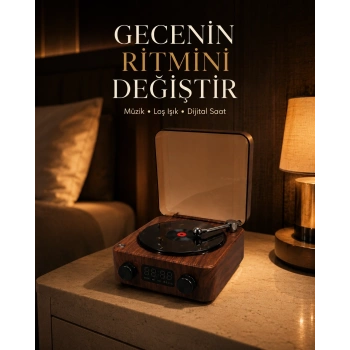 Mey İthalat® Gece Lambası Bluetooth Hoparlör Dijital Saat Çok Fonksiyonlu Su Dalgası Işıklı