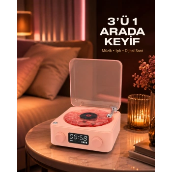 Mey İthalat® Gece Lambası Stereo Bluetooth Hoparlör Dijital Saat Su Dalgası Efektli 3-ü-1 Cihaz