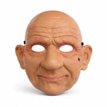 Mey İthalat® Gerçekçi Yaşlı Adam Maskesi – Lateks Görünümlü Plastik Korku Maskesi
