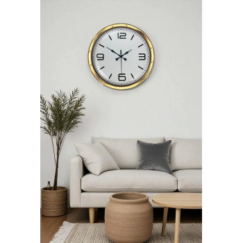 Mey İthalat® Gold Lüks 40 Cm Metal Modern Duvar Saati