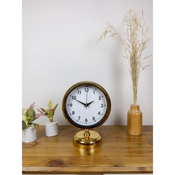 Mey İthalat® Gold Metal Lüks Masa Saati 25×20 cm