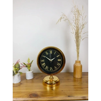 Mey İthalat® Gold Metal Sade Masa Saati 25×20 cm