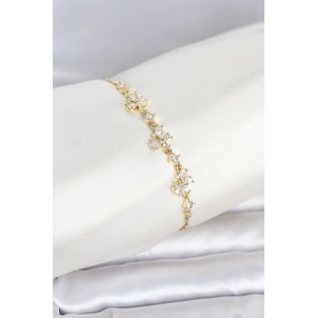 Mey İthalat® Gold Renk Pirinç Kelebek Model Asansörlü Model Kadın Bileklik