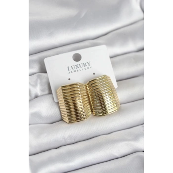 Mey İthalat® Gold Renk Pirinç Vintage Esintili Statement Küpe
