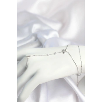 Mey İthalat® Gümüş Renk Yıldız Model Pirinç Kadın Şahmeran