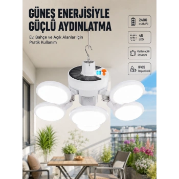 Mey İthalat® Güneş Enerjili Katlanabilir 5 Kanatlı Solar Bahçe Lambası