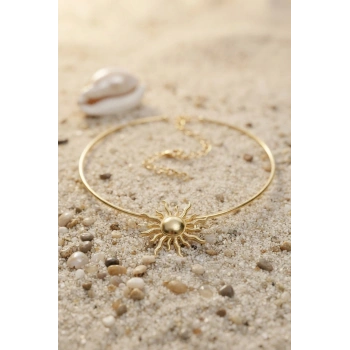 Mey İthalat® Güneş Model Gold Renk Choker Kadın Kolye