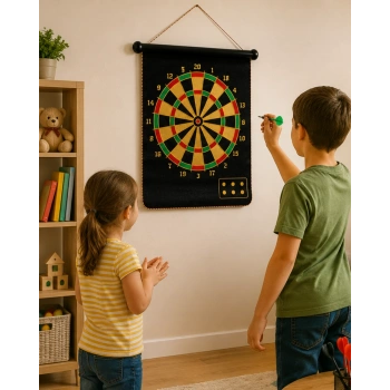 Mey İthalat® Güvenli Manyetik Dart Seti 6 Dart Oklu Eğlenceli Hedef Oyunu