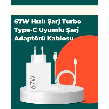 Mey İthalat® Güvenli ve Hızlı Şarj İçin 67W Turbo Adaptör Type-C Kablo ile