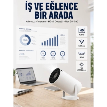 Mey İthalat® HDMI ve USB Girişli Uzun Ömürlü Ampullü Projeksiyon