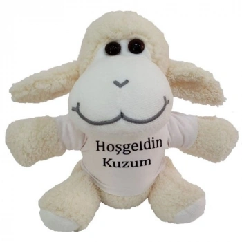Mey İthalat® Hoşgeldin Kuzum Tişörtlü Peluş Kuzu