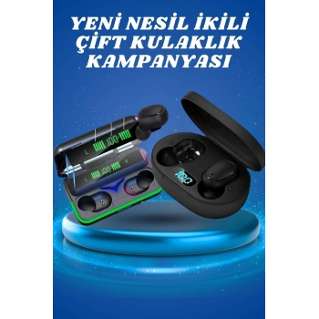 Mey İthalat® İkili Bluetooth Kulaklık Dijital Göstergeli Uzun Pil Ömrü Yüksek Ses Kaliteli