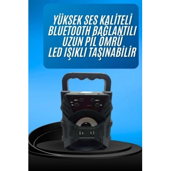 Mey İthalat® Işıklı Bluetooth Hoparlör Ses Bombası Taşınabilir Yüksek Ses Kaliteli Radyo Özelliği