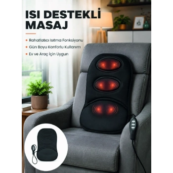 Mey İthalat® Isıtmalı Masaj Minderi  Masaj Motoru, Kablolu Kumanda ve Çoklu Masaj Modu
