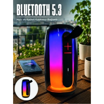Mey İthalat® Kablosuz Bluetooth Hoparlör RGB Ambiyans Işıklı USB ve TF Kart Destekli