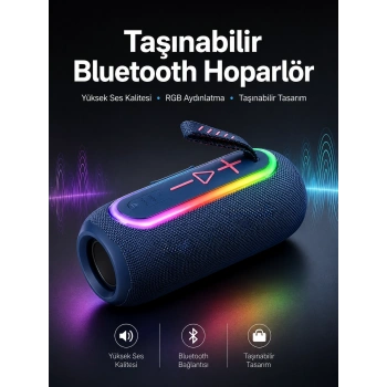 Mey İthalat® Kablosuz Bluetooth Hoparlör Uzun Pil Ömrü Taşınabilir