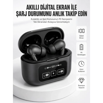 Mey İthalat® Kablosuz Bluetooth Kulaklık Pro Yeni Nesil Dokunmatik Kontrol