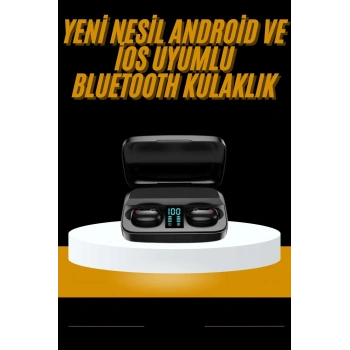 Mey İthalat® Kablosuz Dijital Göstergeli Çağrı Cevaplayabilen TWS 5.0 Bluetooth Kulaklık
