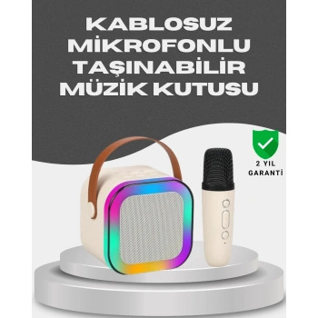 Mey İthalat® Kablosuz Karaoke Mikrofon Hoparlör Seti Güçlü Ses Çıkışı