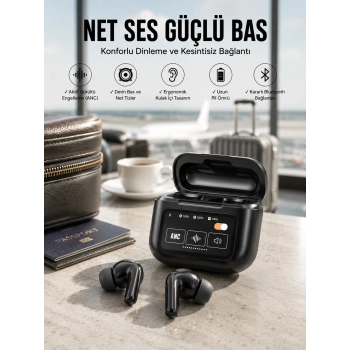 Mey İthalat® Kablosuz Kulaklık Yeni Nesil Bluetooth Kulaklık ANC Özelliği