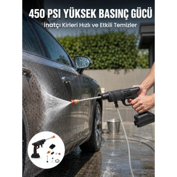 Mey İthalat® Kablosuz Taşınabilir Basınçlı Yıkama Tabancası Köpük Şişeli