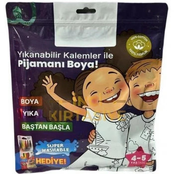 Mey İthalat® Kalem Hediyeli Boyanabilir Pijama 4-5 Yaş