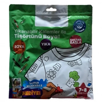 Mey İthalat® Kalem Hediyeli Boyanabilir Tişört 7-8 Yaş