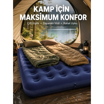 Mey İthalat® Kamp ve Festival İçin Şişirilebilir Yatak Çift Kişilik Sağlam Yapı
