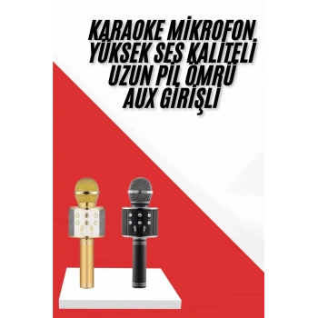 Mey İthalat® Karaoke Mikrofon Dahili Hoparlörlü Sd-usb-aux Girişli Bluetooth Hoparlör