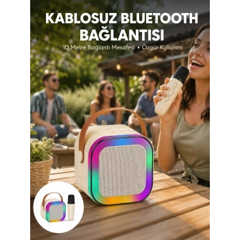 Mey İthalat® Karaoke Mikrofon Hoparlör Seti 6 Saat Kullanım Süresi Yeni Nesil