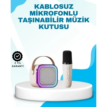 Mey İthalat® Karaoke Mikrofon Hoparlör Seti Bluetooth Kablosuz Taşınabilir