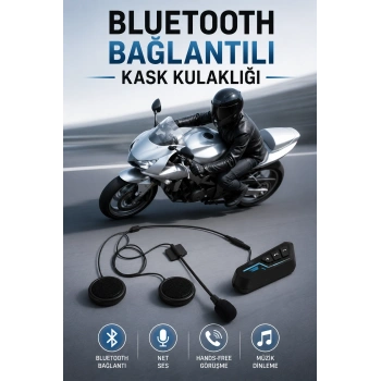 Mey İthalat® Kask Kulaklığı Motosiklet Intercom Interkom Dinleme Konuşma Özellikli Su Geçirmez
