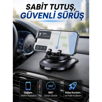 Mey İthalat® Katlanabilir Araç İçi Telefon Tutucu Gizli Numaratörlü Telefon Standı