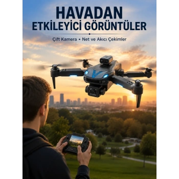 Mey İthalat® Katlanabilir Çift Kameralı Drone Uzaktan Kumandalı Hava Aracı