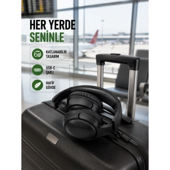 Mey İthalat® Katlanabilir USB-C Şarjlı Bluetooth Kulaklık