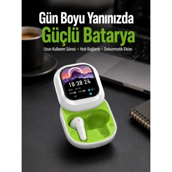 Mey İthalat® Kayar Kapak Tasarımlı Dokunmatik Ekranlı Kablosuz Bluetooth Kulaklık