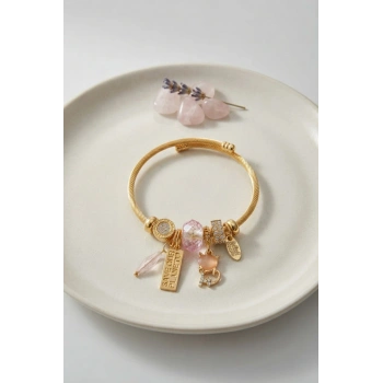 Mey İthalat® Kedili Model Pembe Charmlı Bileklik