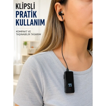 Mey İthalat® Klipsli Bluetooth Kulaklık Kısa Kablolu Tek Kulaklık Taşınabilir Günlük Kullanım