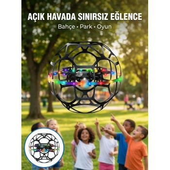 Mey İthalat® Koruyucu Kafesli Dron El Hareketiyle Kontrol Edilebilen Uçan