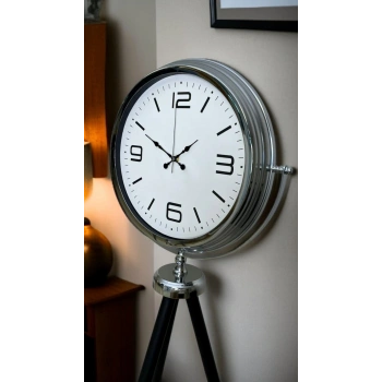 Mey İthalat® Krom Sade & Şık Tripod Ayaklı Saat