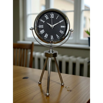 Mey İthalat® Krom Şık Üç Ayaklı Masa Saati